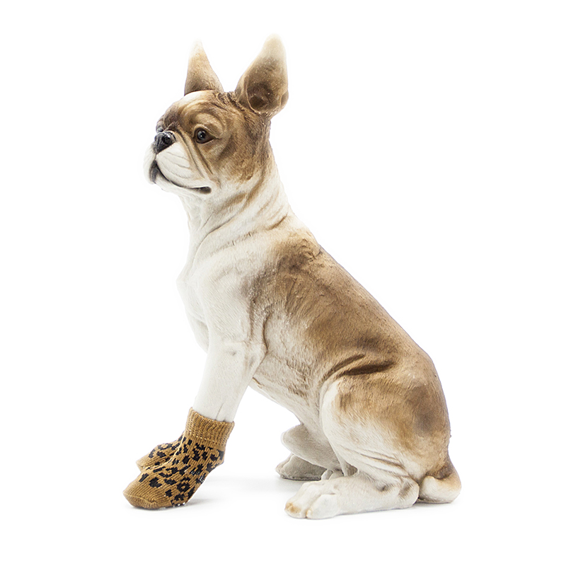 PS032 Leopard print socks for pet dogs are stylish and durable to protect dog paws